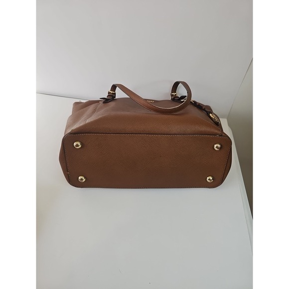 Michael Kors Jet Set Saffiano Leather Tan Top Zip Tote Bag PURSE - Picture 7 of 10